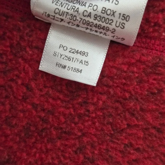 Patagonia Better Sweater Red Pullover Quarter Zip Long‎ Sleeve Small S - Picture 11 of 13